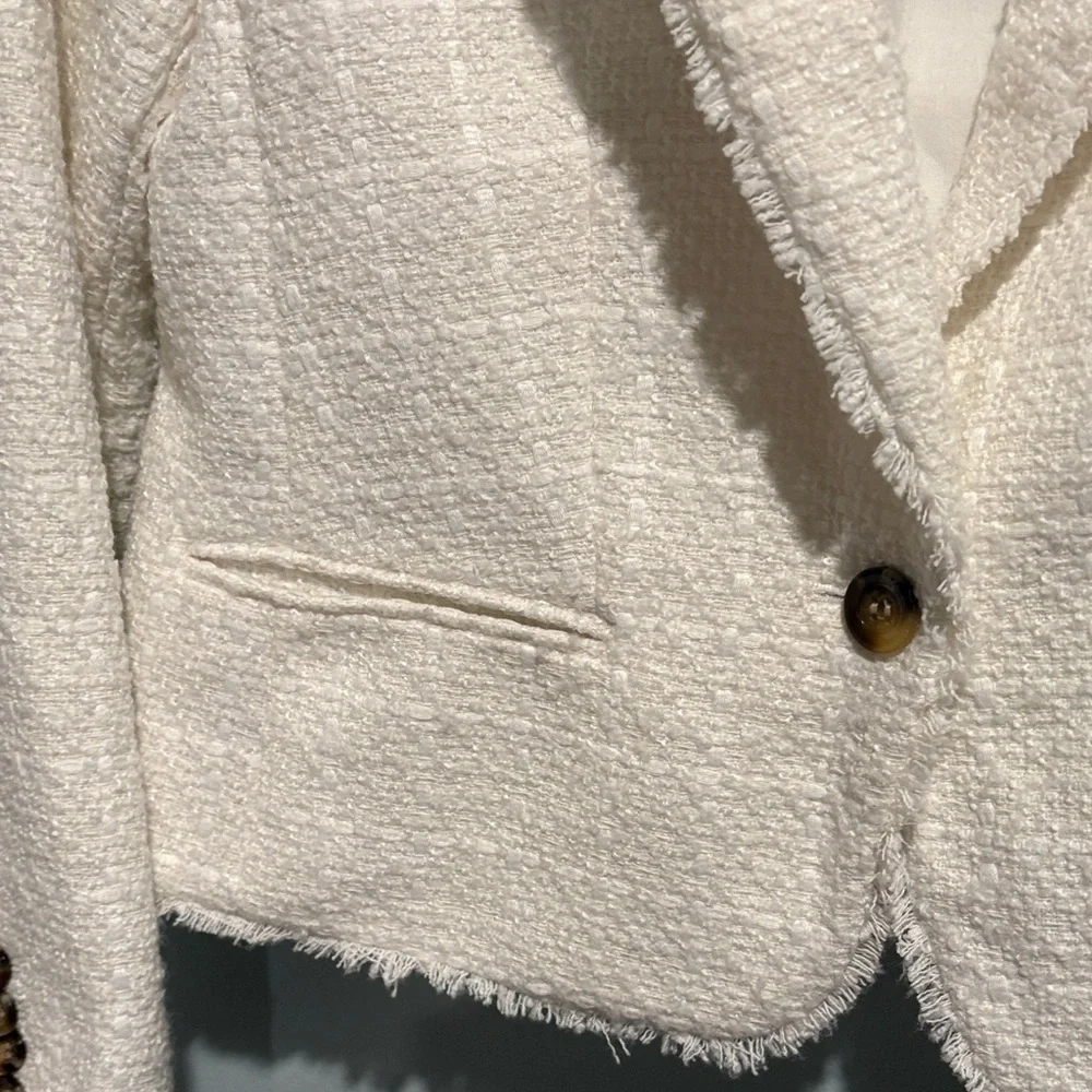 Ann Taylor Ivory Textured Tweed Blazer - Picture 6 of 14